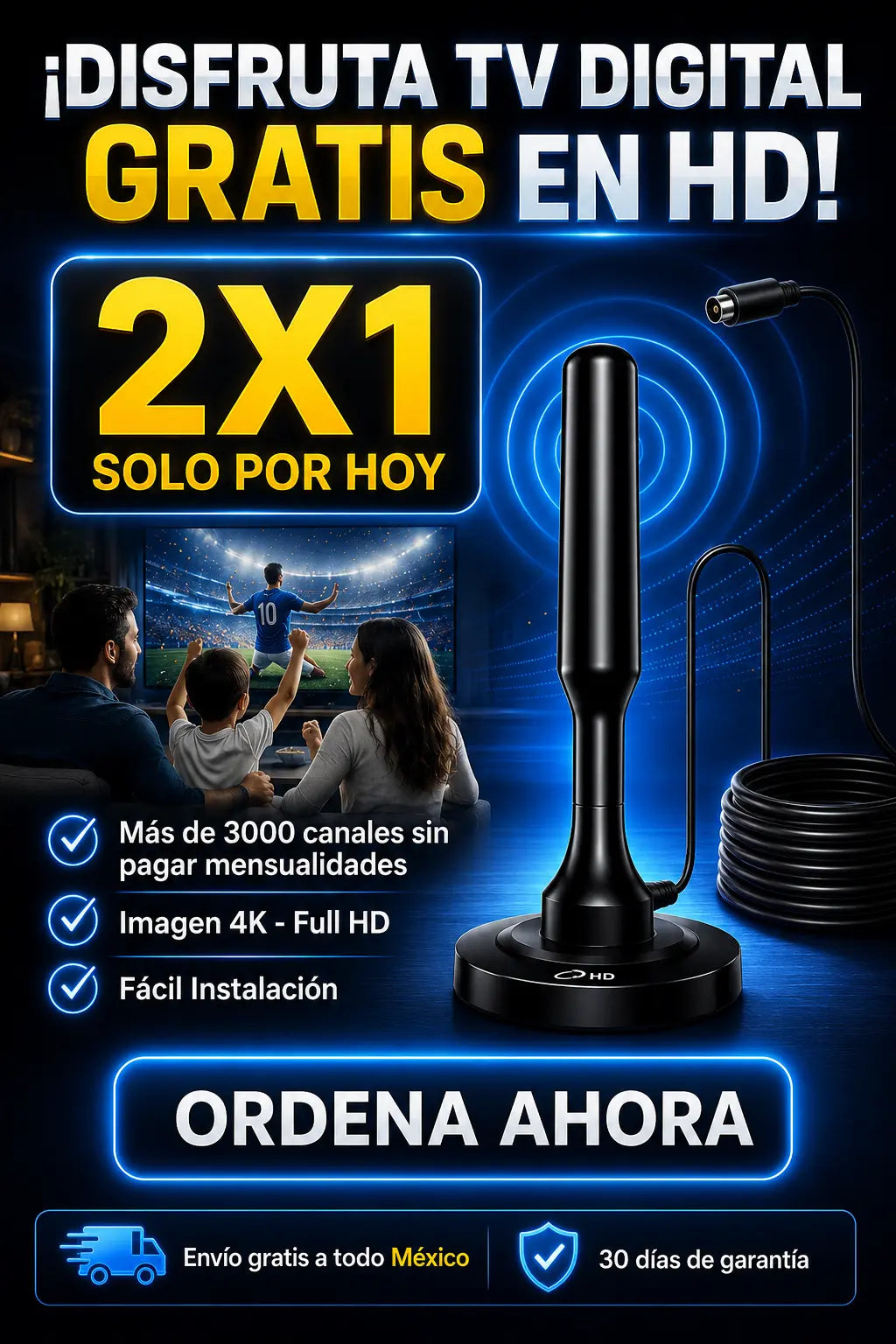 2x1 Antena HD VisionMax +3000 Canales Sin Mensualidades
