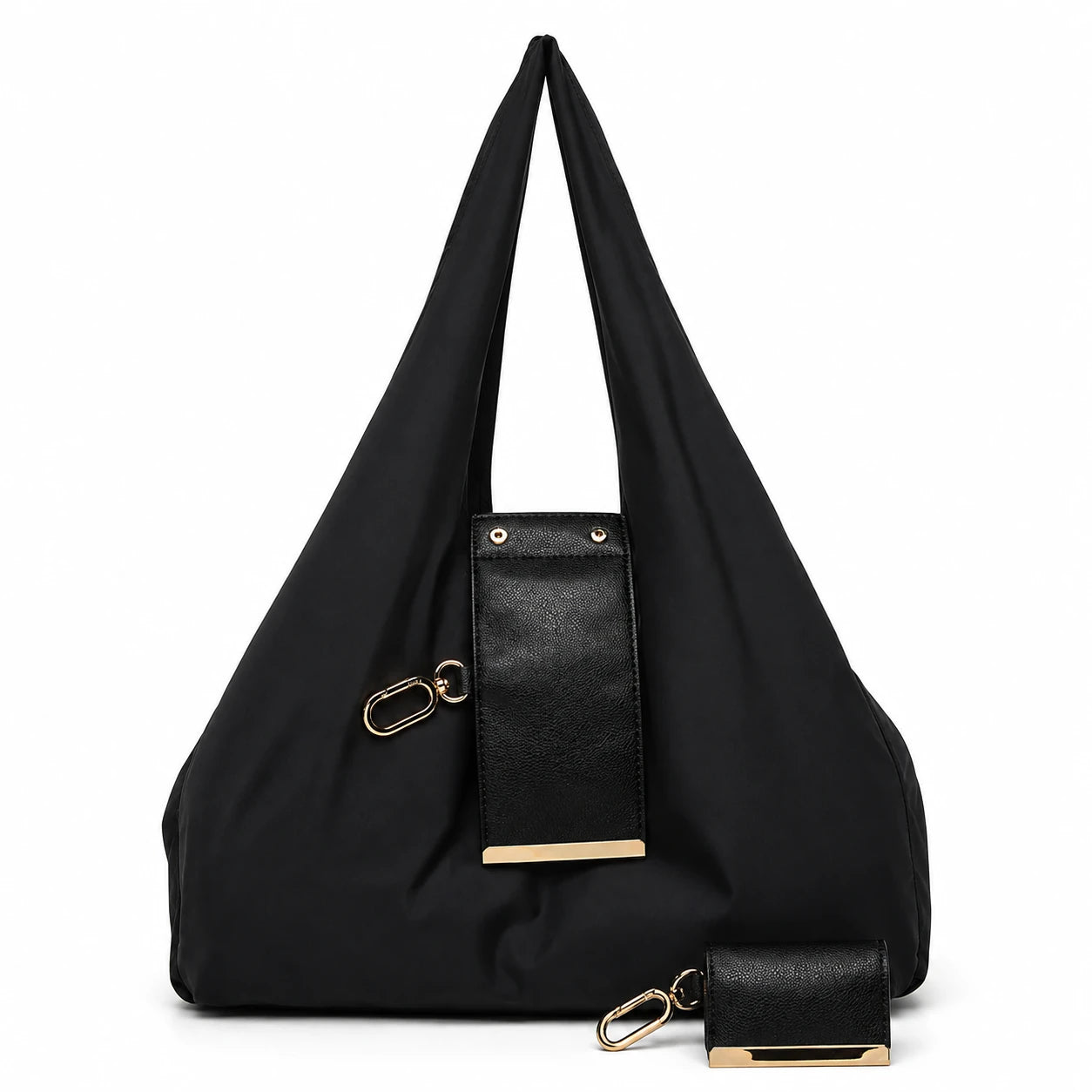 Bolso Monedero Plegable Viral negro con monedero de cuero vegano