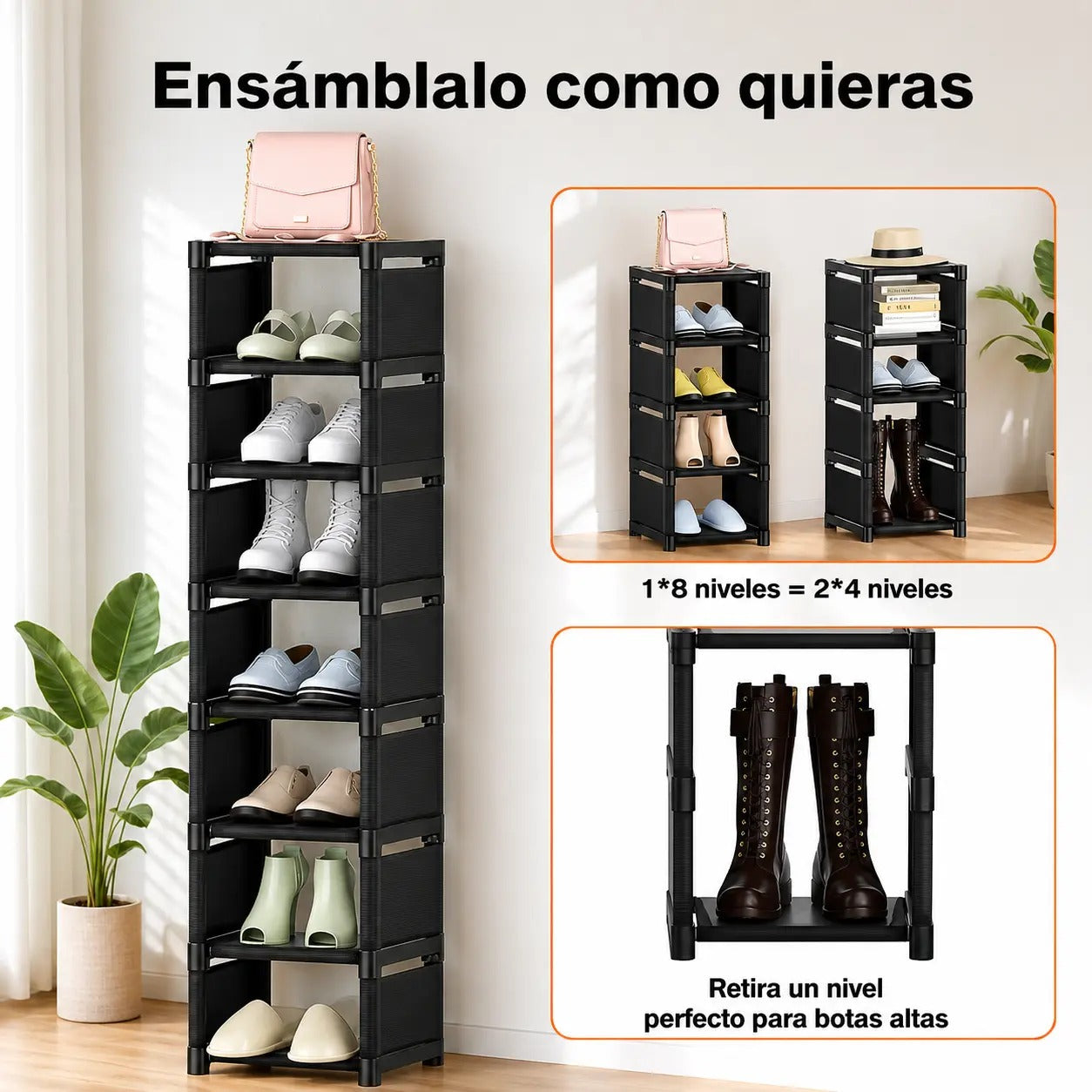 Zapatera Vertical de 7 Niveles con Cubierta