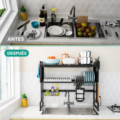 Escurridor Doble Nivel Con Puertas + 5 Paños Mágicos de Regalo