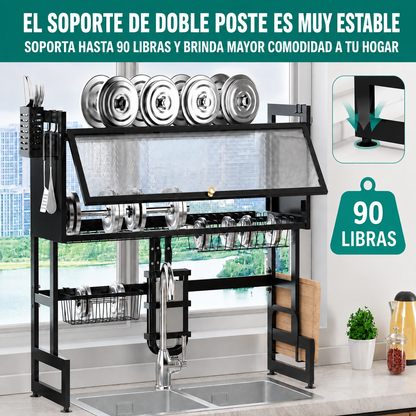 Escurridor Doble Nivel Con Puertas + 5 Paños Mágicos de Regalo
