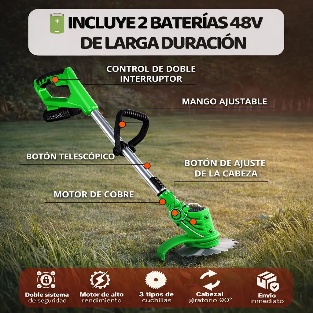 Cortadora Inalámbrica Recargable TurboBlade™ + 2 Baterías de 48V [CORTA TODO]