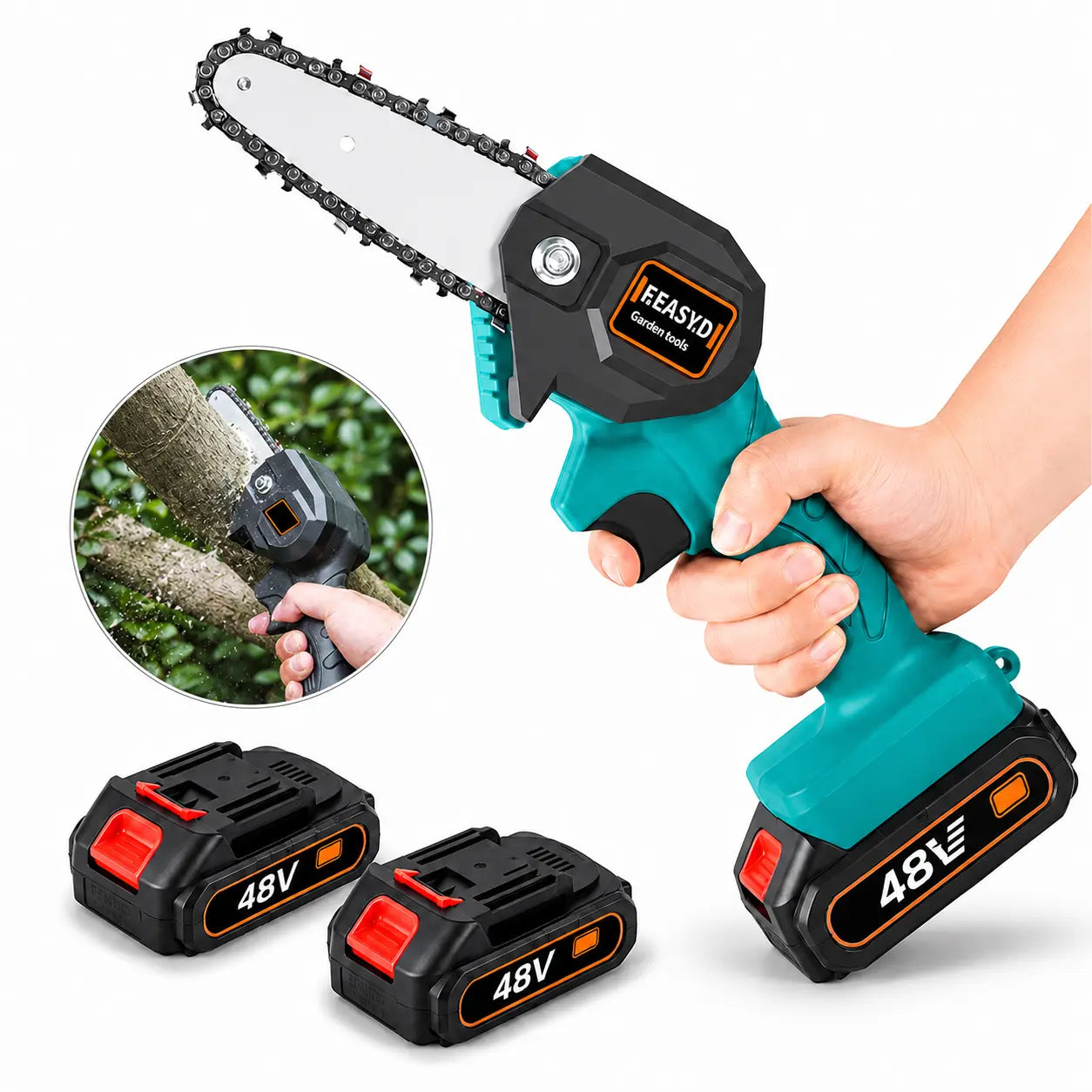 Mini Motosierra Recargable Portátil Makino™ + Baterías 48V de Regalo [CORTA TODO]
