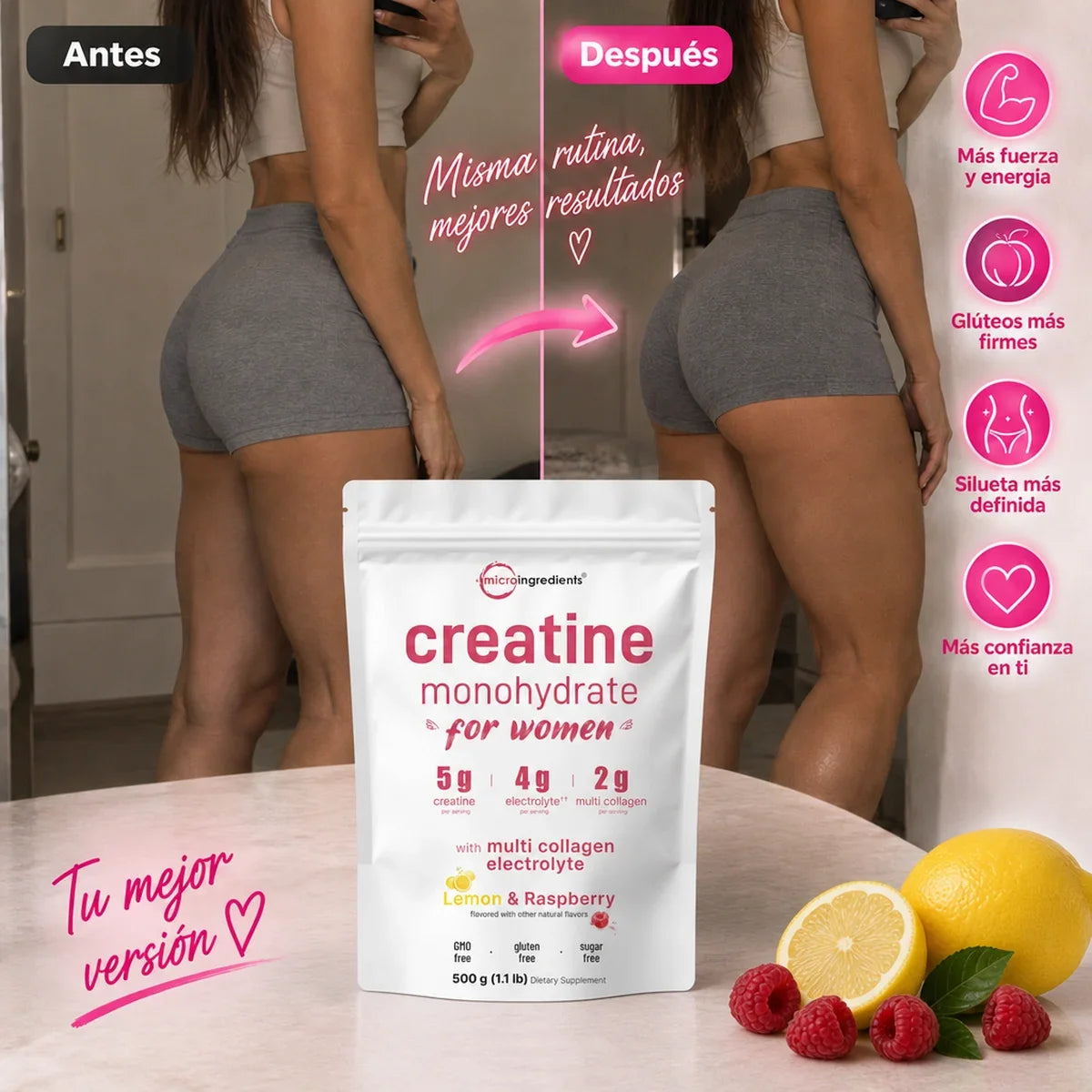 Compra 1 y Llévate 2 | Creatina Monohidratada para Mujer Micro Ingredients
