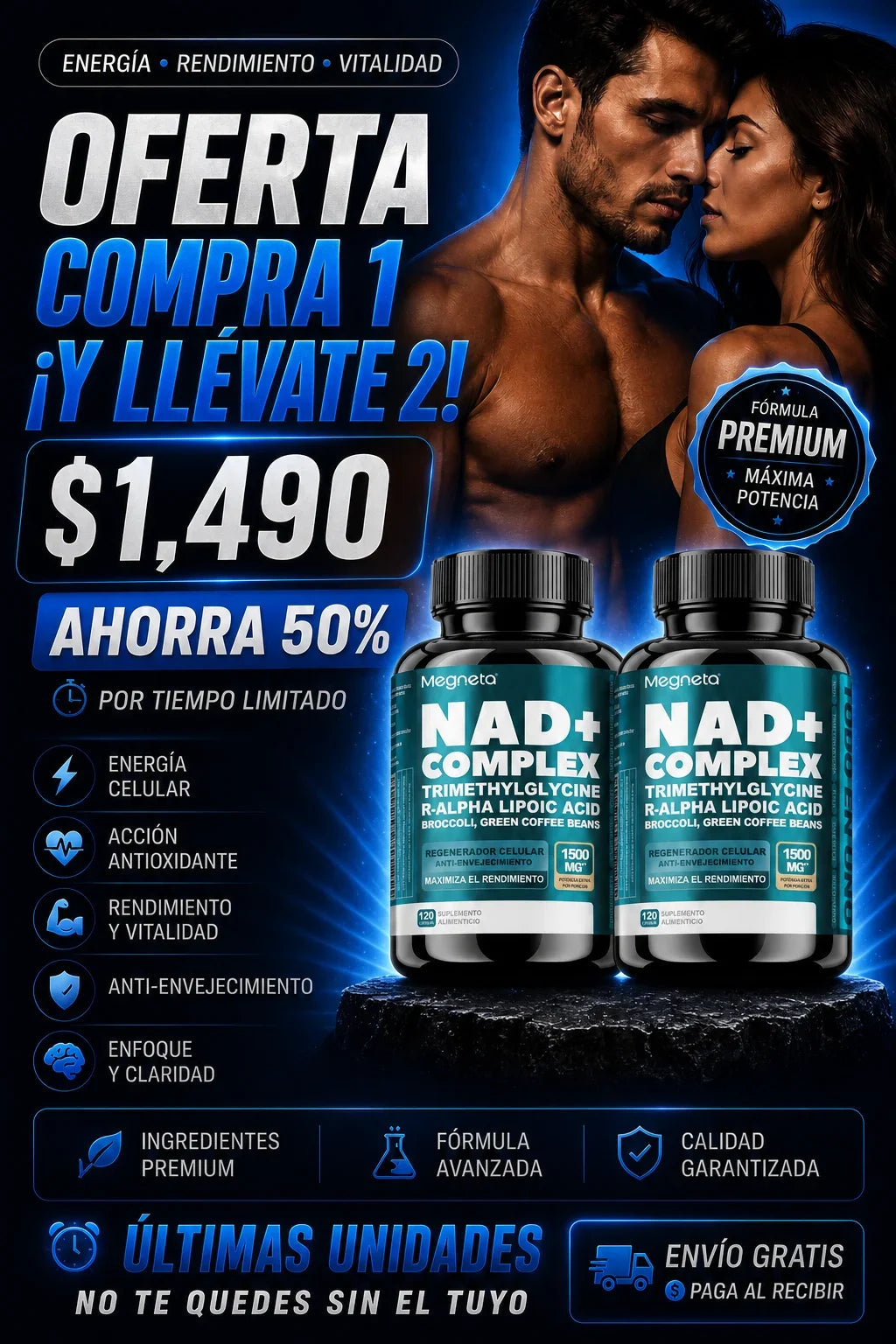 Compra 1 y Llévate 2 - NAD+ Complex Megneta 120 cápsulas