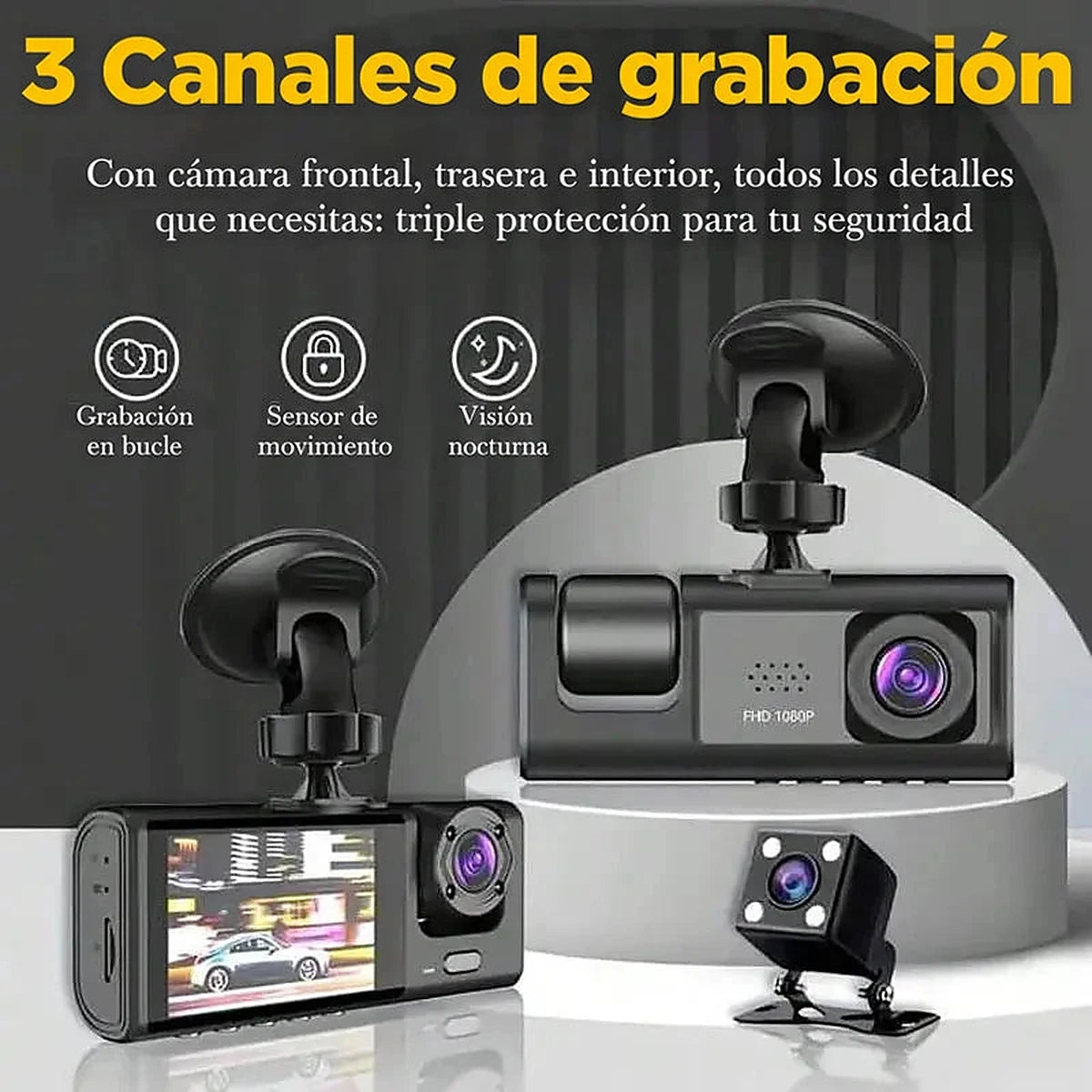 3 canales de grabación con visión nocturna