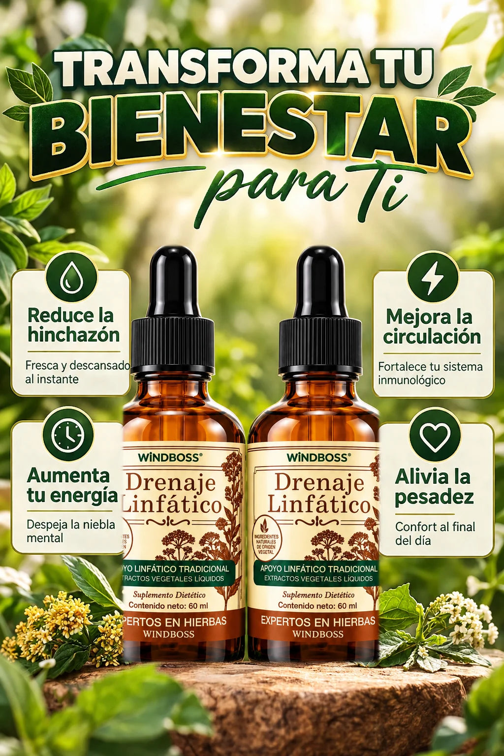 Compra 1 y Llévate 2 - Gotas de Drenaje Linfático WINDBOSS™ 60 ml