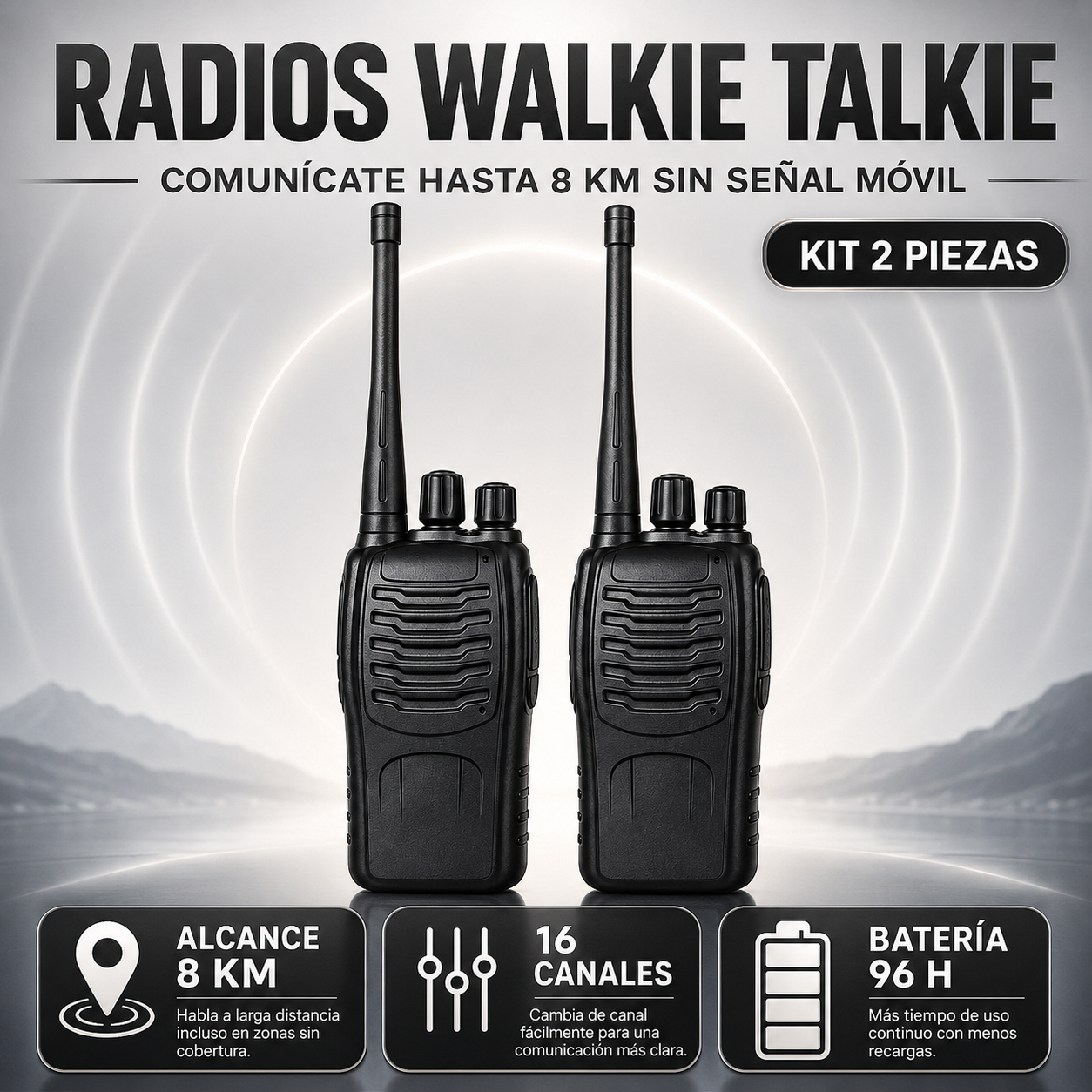 Kit 2 Radios Walkie Talkie Recargables RadioLink PRO™ [ÚLTIMAS UNIDADES]