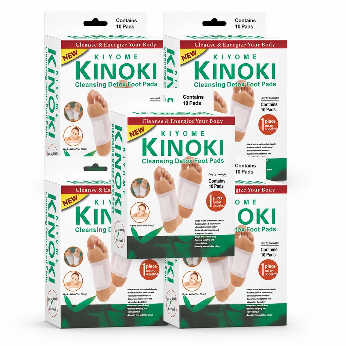 Pack de 5 cajas de parches detox Kinoki, 50 parches